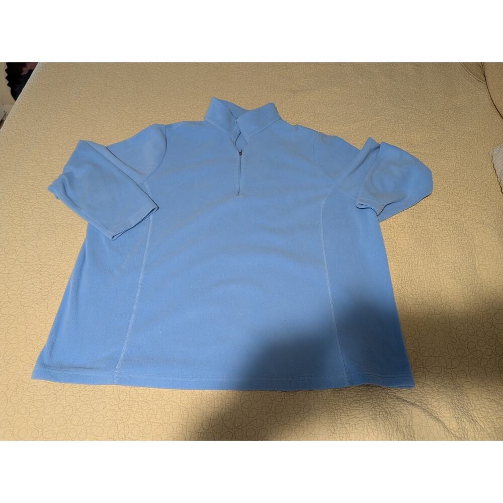 Lands End Fleece 1/4 Zip Pullover Top Jacket Light Blue 3X 24W 26W Womens Plus